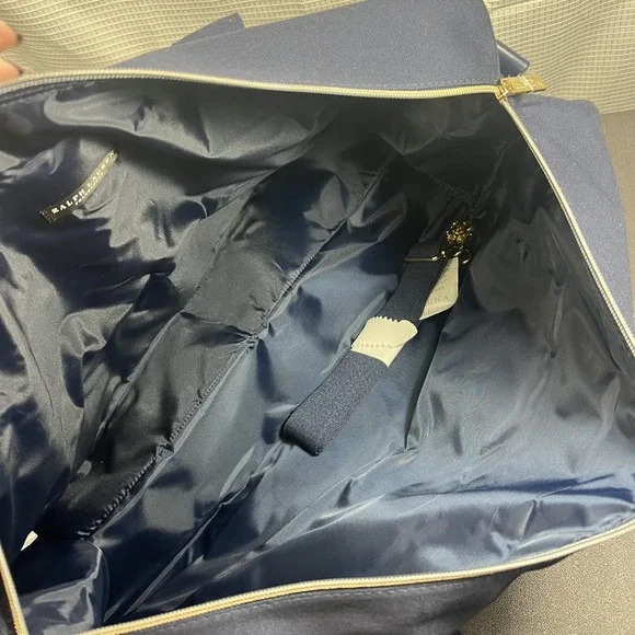 Polo Ralph Lauren Duffle Gym Carry-On Weekender Bag Navy Blue w/ Strap NWT - Picture 7 of 9